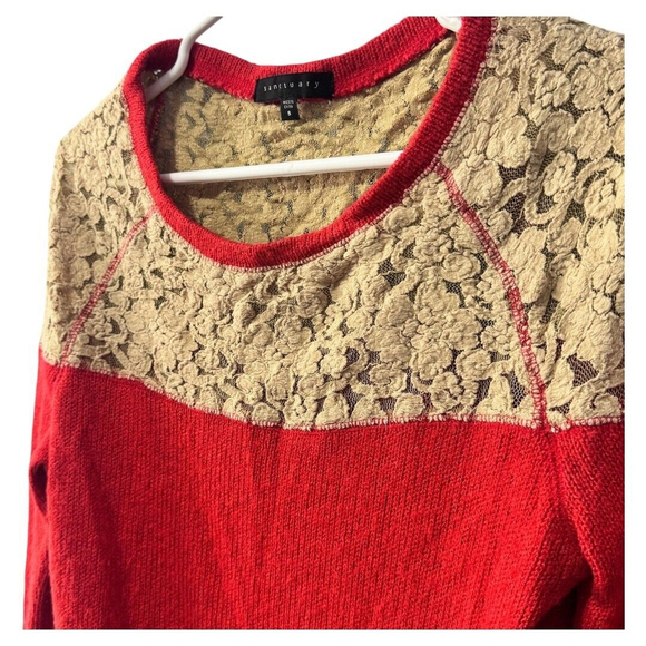 SANCTUARY WOMEN'S wool/LACE YOKE FUZZY SWEATER‎ size small - Picture 4 of 4